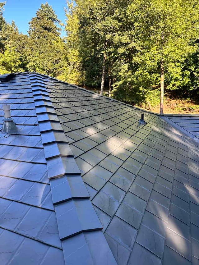 Musket Grey Interlock metal roof in Eugene, OR