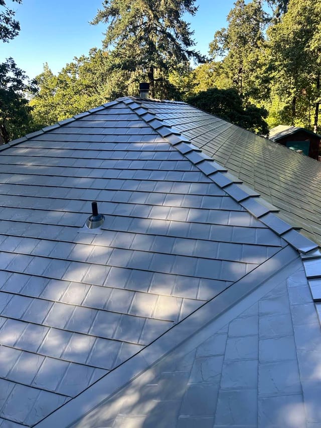 Musket Grey Interlock metal roof in Eugene, OR