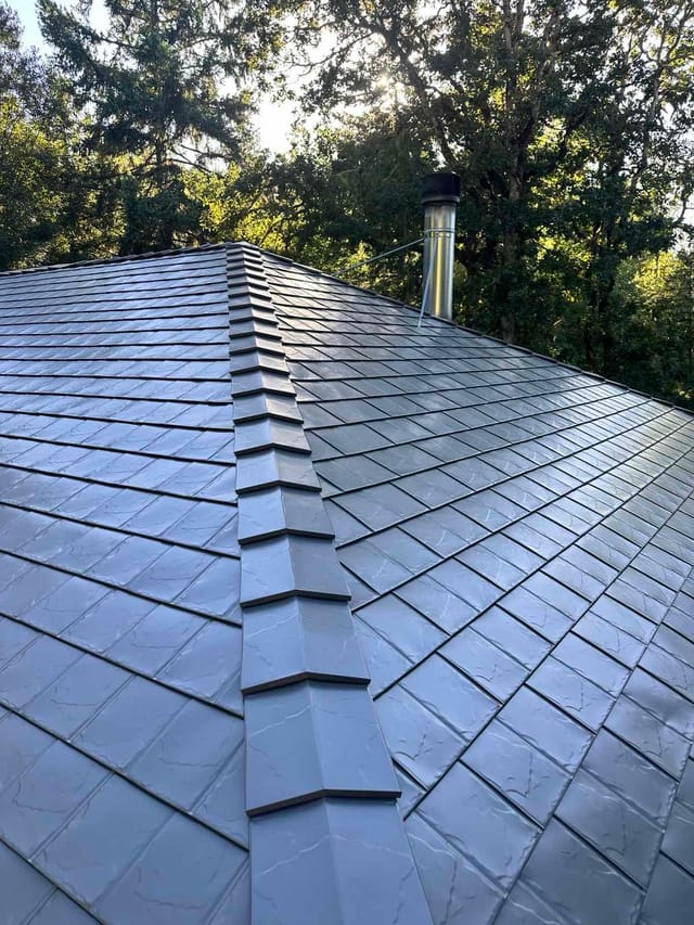 Musket Grey Interlock metal roof in Eugene, OR