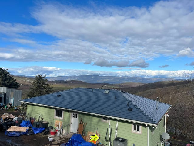 Deep Charcoal Interlock metal roof in The Dalles, OR