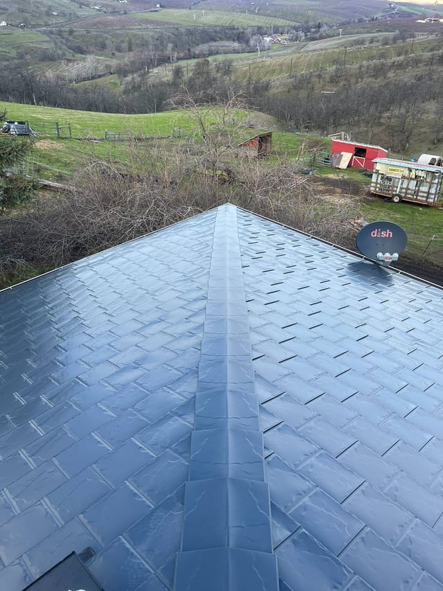 Deep Charcoal Interlock metal roof in The Dalles, OR