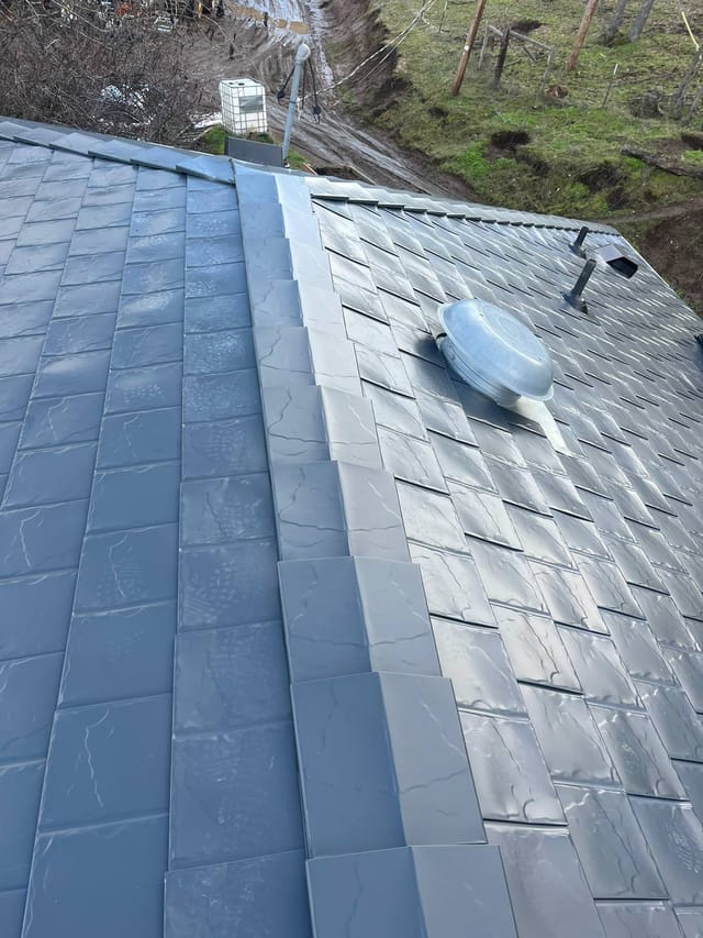 Deep Charcoal Interlock metal roof in The Dalles, OR