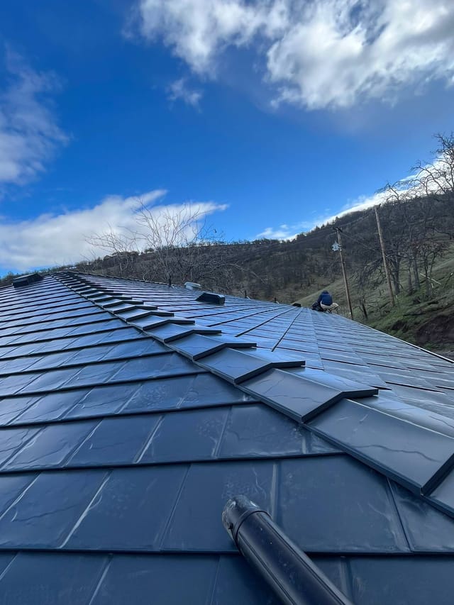 Deep Charcoal Interlock metal roof in The Dalles, OR