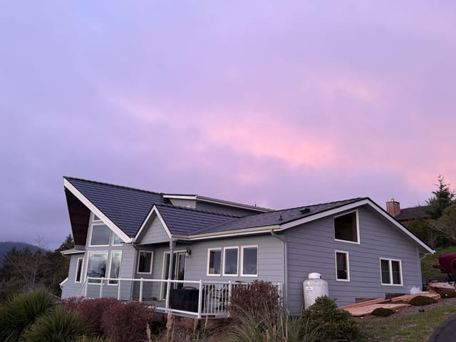 Deep Charcoal Interlock metal roof in Cloverdale, OR