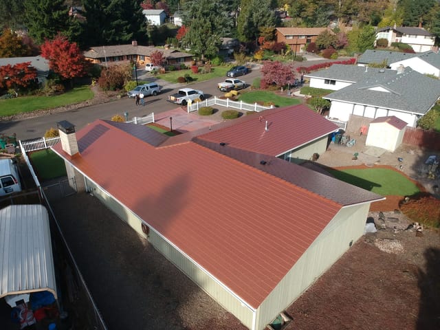 Copper Penny Interlock metal roof in Milwaukie, OR