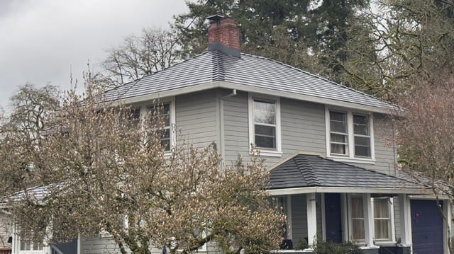 Black Interlock metal roof in St. Helens, OR