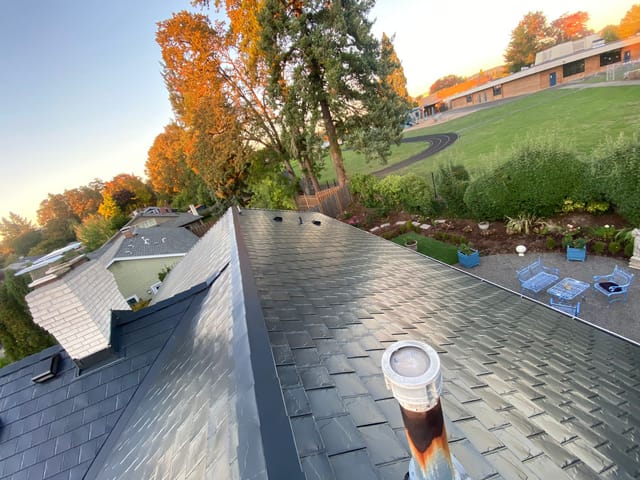 Black Interlock metal roof in Portland, OR