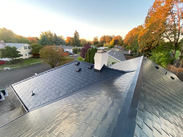 Black Interlock metal roof in Portland, OR