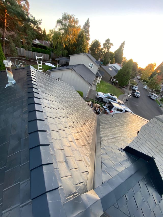 Black Interlock metal roof in Portland, OR