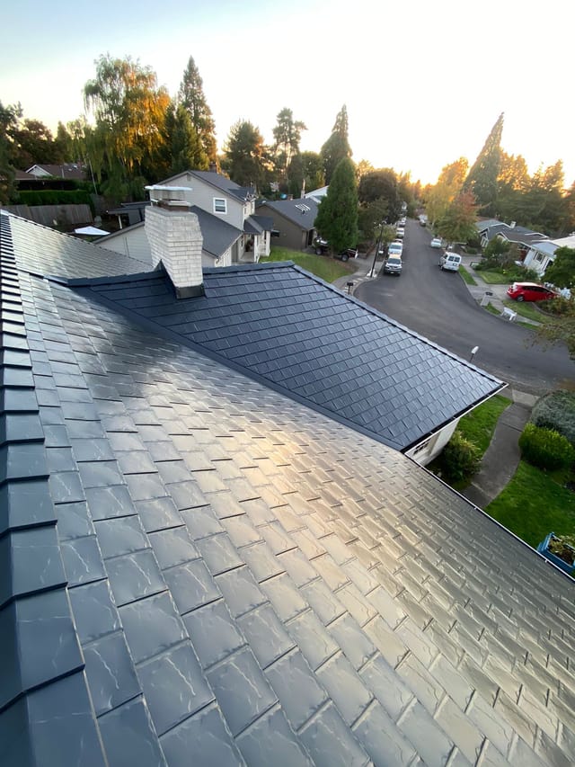 Black Interlock metal roof in Portland, OR