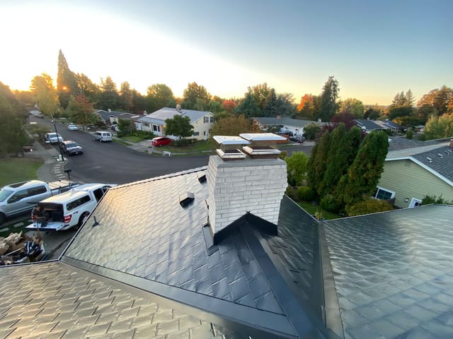 Black Interlock metal roof in Portland, OR