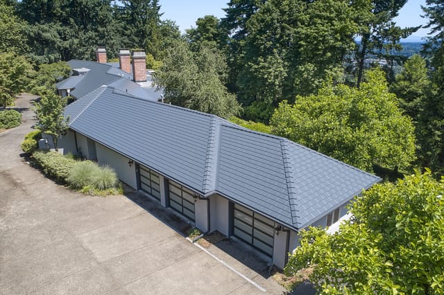 Deep Charcoal Interlock metal roof in Portland, OR