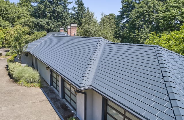 Deep Charcoal Interlock metal roof in Portland, OR