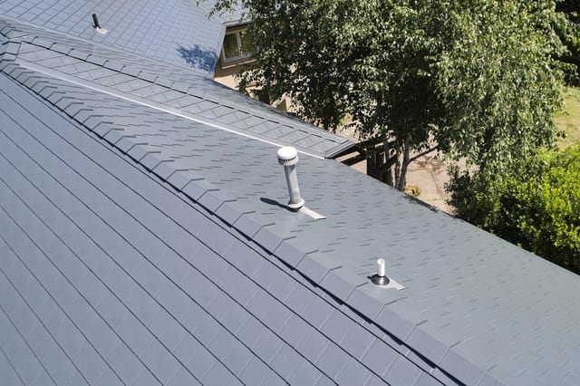 Deep Charcoal Interlock metal roof in Portland, OR