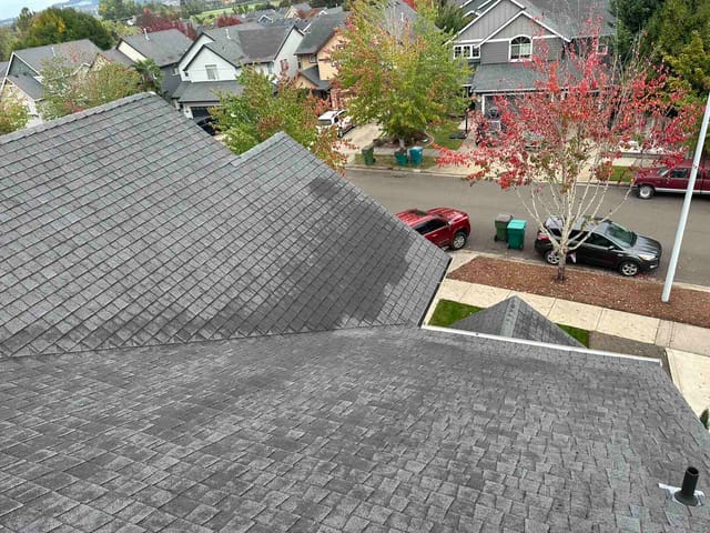 Deep Charcoal Interlock metal roof in Newberg, OR