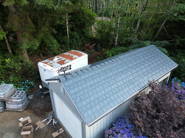 Deep Charcoal Interlock metal roof in Yachats, OR