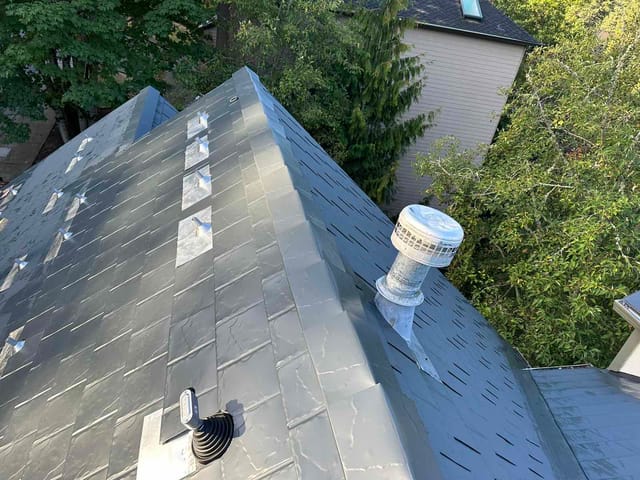 Deep Charcoal Interlock metal roof in Portland, OR