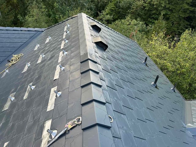 Deep Charcoal Interlock metal roof in Portland, OR