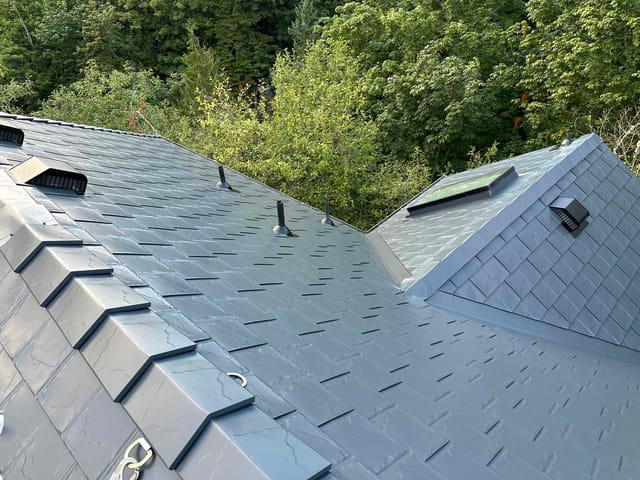 Deep Charcoal Interlock metal roof in Portland, OR