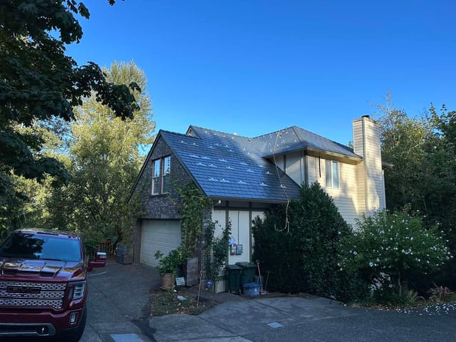 Deep Charcoal Interlock metal roof in Portland, OR