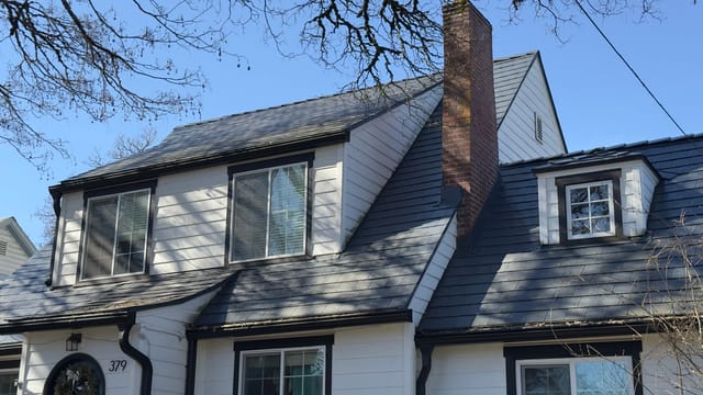 Deep Charcoal Interlock metal roof in Salem, OR