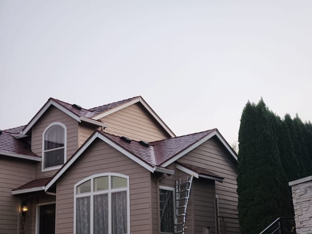 Tile Red Interlock metal roof in Portland, OR