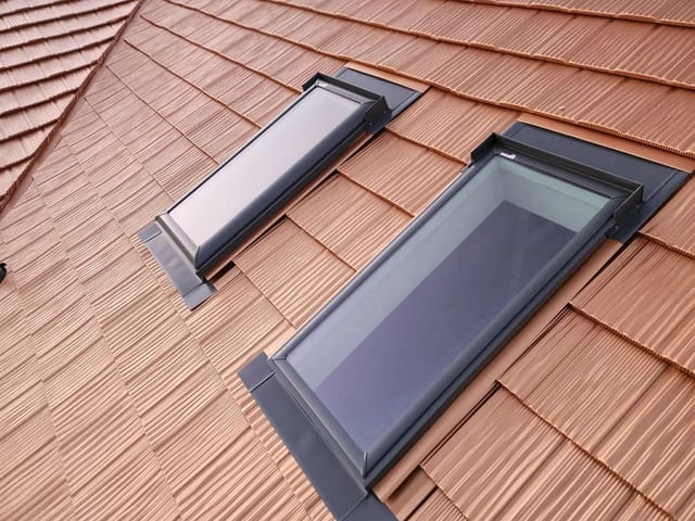 Copper Penny Interlock metal roof in Salem, OR