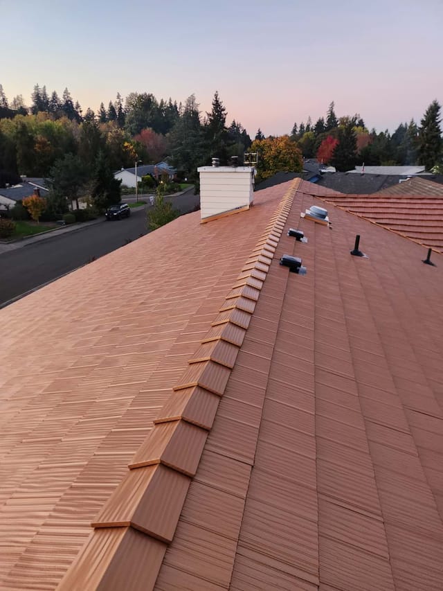 Copper Penny Interlock metal roof in Salem, OR