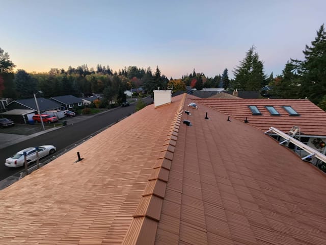Copper Penny Interlock metal roof in Salem, OR