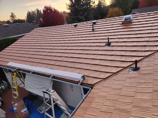 Copper Penny Interlock metal roof in Salem, OR