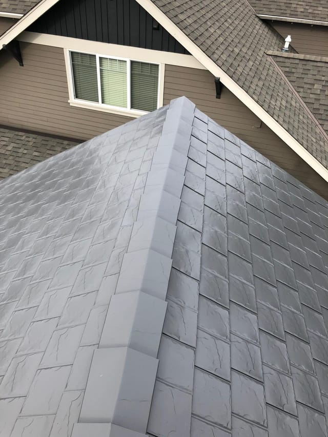 Musket Grey Interlock metal roof in Scappoose, OR