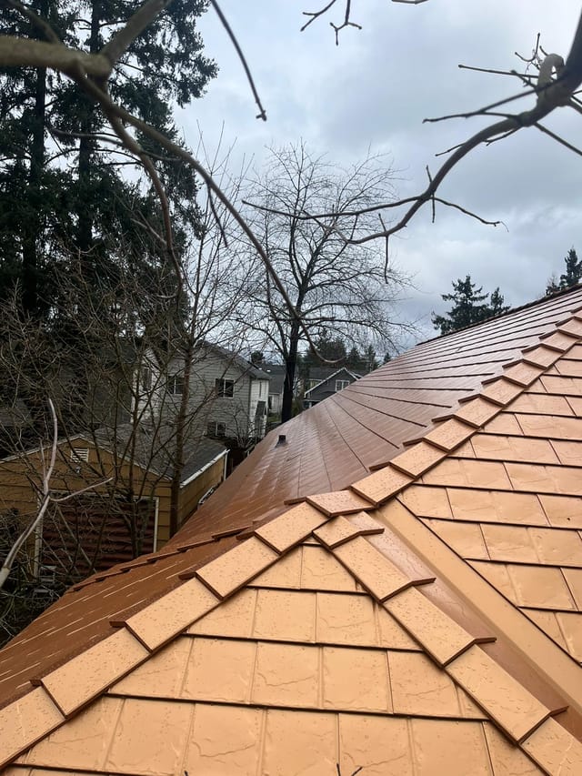 Copper Penny Interlock metal roof in Portland, OR