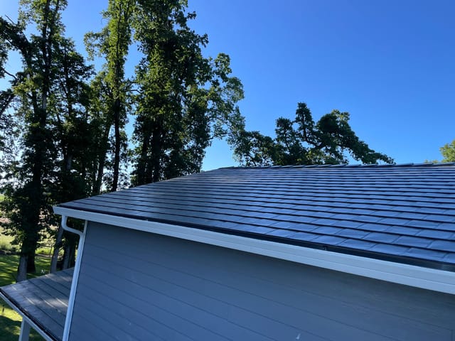 Deep Charcoal Interlock metal roof in Silverton, OR