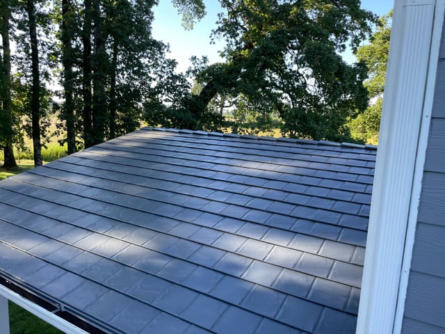 Deep Charcoal Interlock metal roof in Silverton, OR
