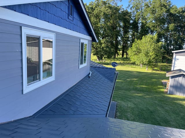 Deep Charcoal Interlock metal roof in Silverton, OR