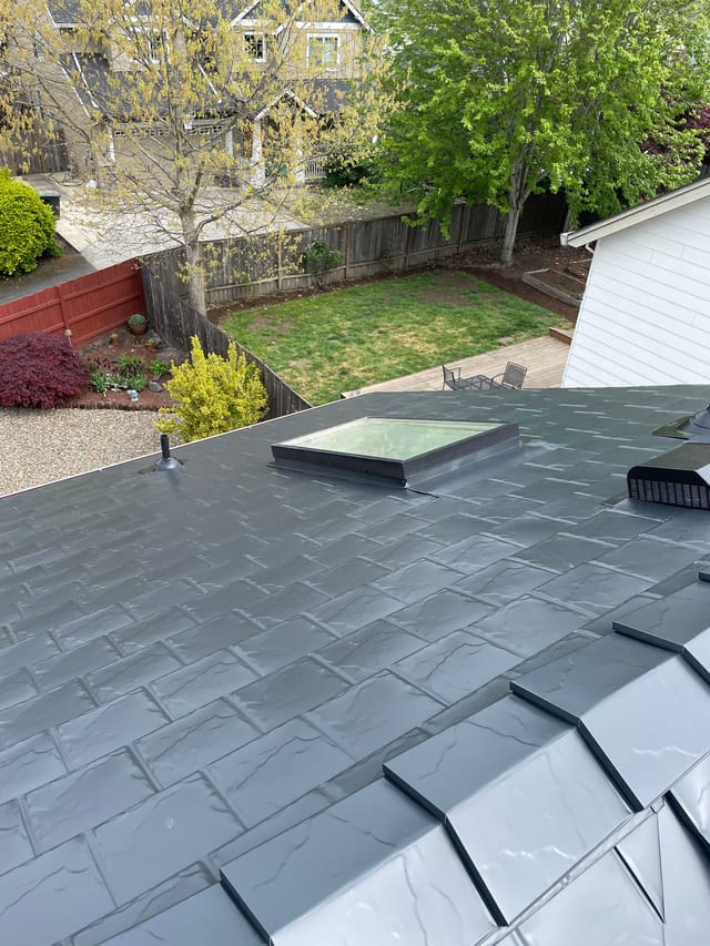 Black Interlock metal roof in Hillsboro, OR