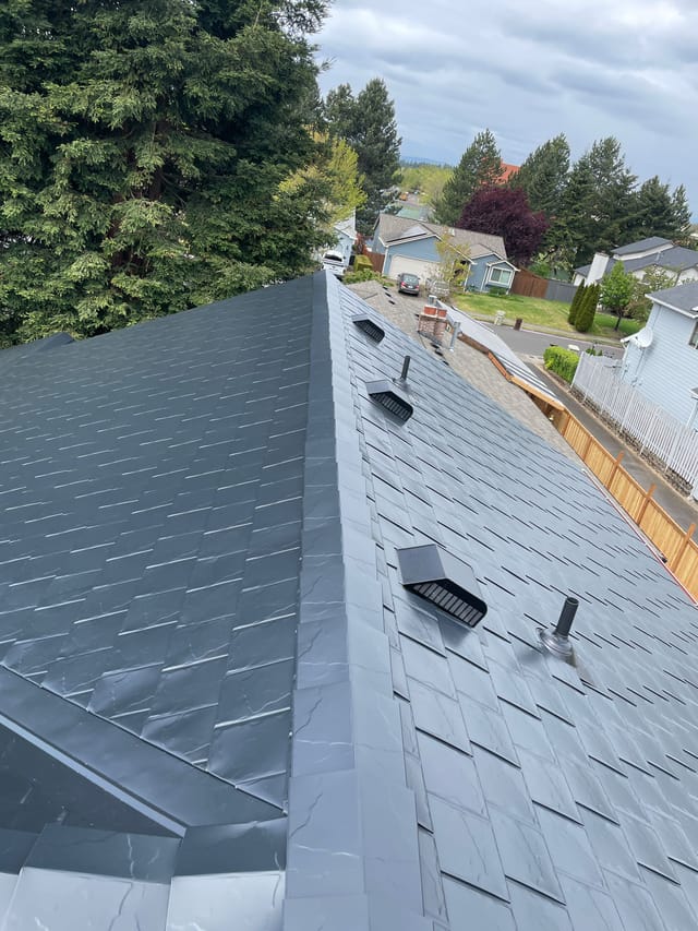 Black Interlock metal roof in Hillsboro, OR