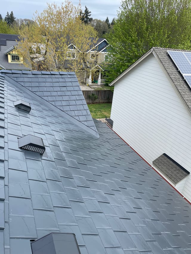 Black Interlock metal roof in Hillsboro, OR