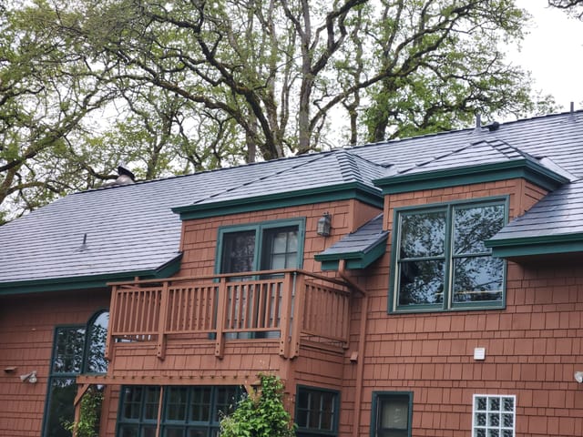 Deep Charcoal Interlock metal roof in Corvallis, OR