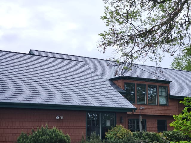 Deep Charcoal Interlock metal roof in Corvallis, OR