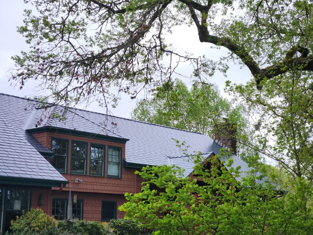 Deep Charcoal Interlock metal roof in Corvallis, OR