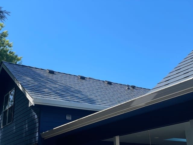Deep Charcoal Interlock metal roof in Canby, OR