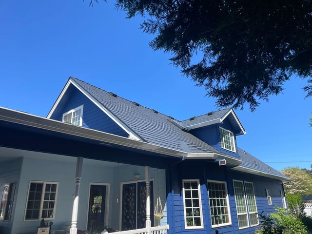 Deep Charcoal Interlock metal roof in Canby, OR