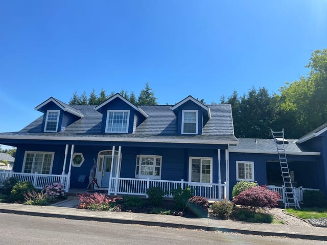 Deep Charcoal Interlock metal roof in Canby, OR