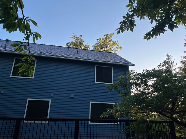 Deep Charcoal Interlock metal roof in Lake Oswego, OR