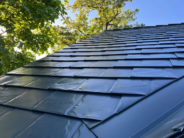 Deep Charcoal Interlock metal roof in Lake Oswego, OR