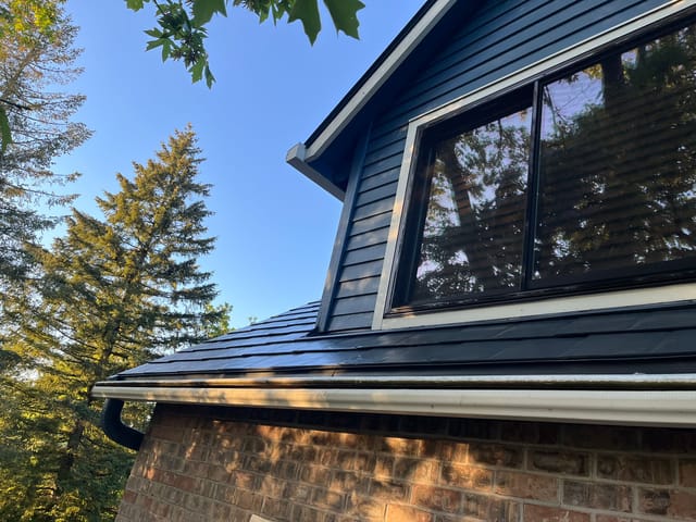 Deep Charcoal Interlock metal roof in Lake Oswego, OR