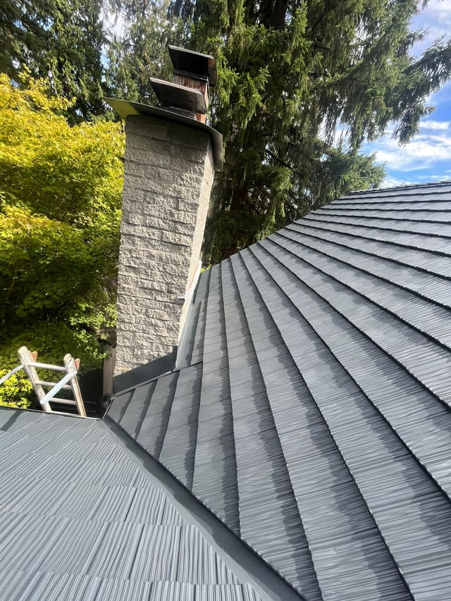 Deep Charcoal Interlock metal roof in Scappoose, OR