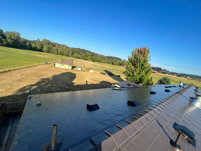 Tudor Brown Interlock metal roof in Willamina, OR