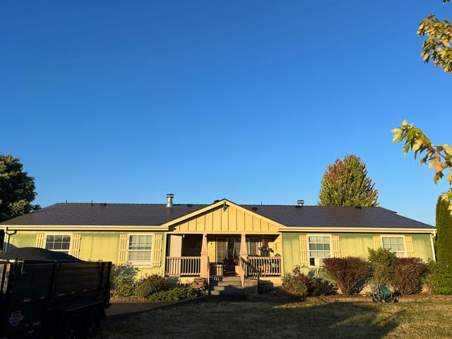 Tudor Brown Interlock metal roof in Willamina, OR